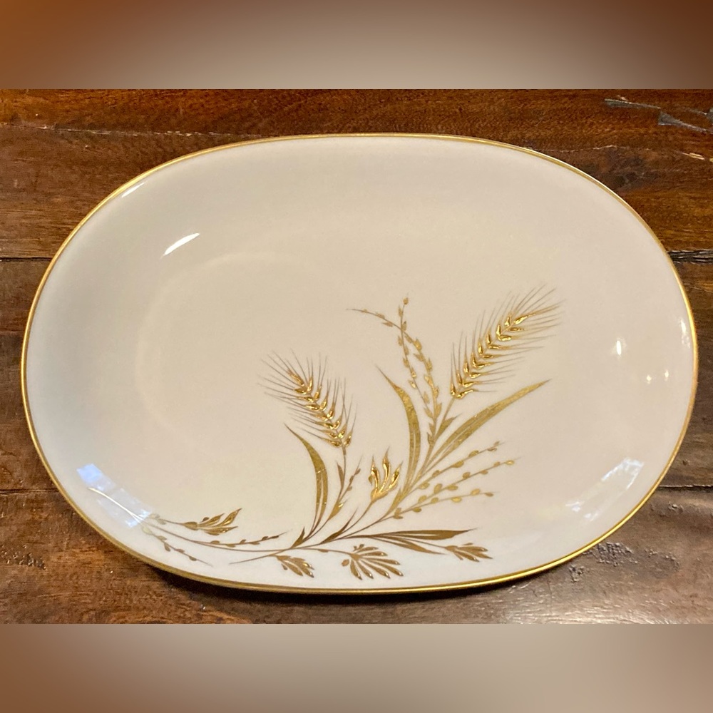 Heinrich Selb Bavaria H&C serving dish plate platter WHITE gold plate floral 15”